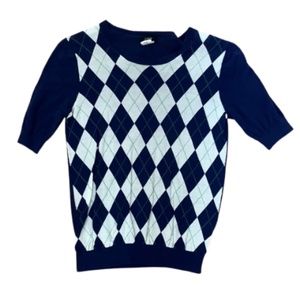 J Crew 100% Cotton Argyle Sweater